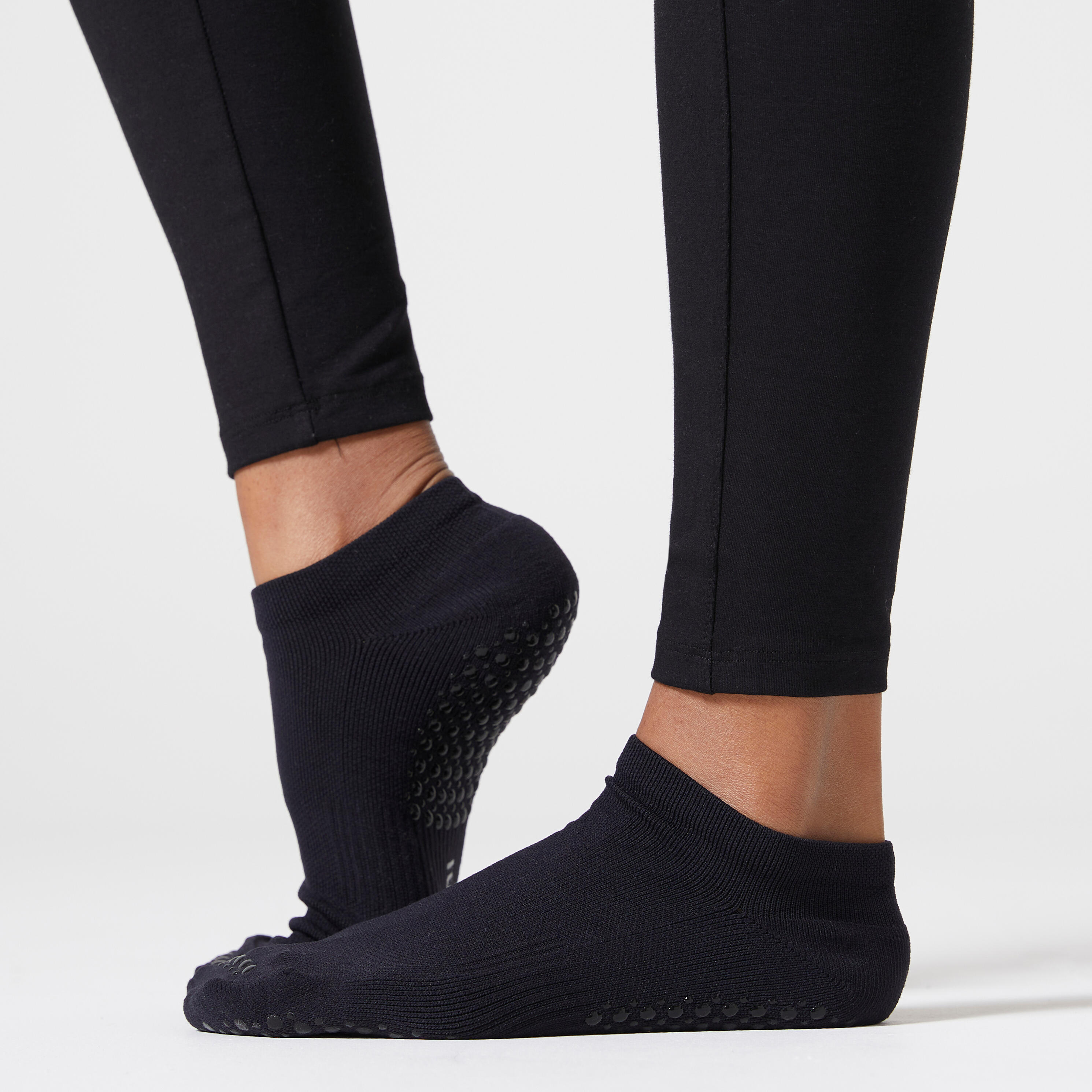 Women's Non-Slip Fitness Socks 500 - Black 3/6