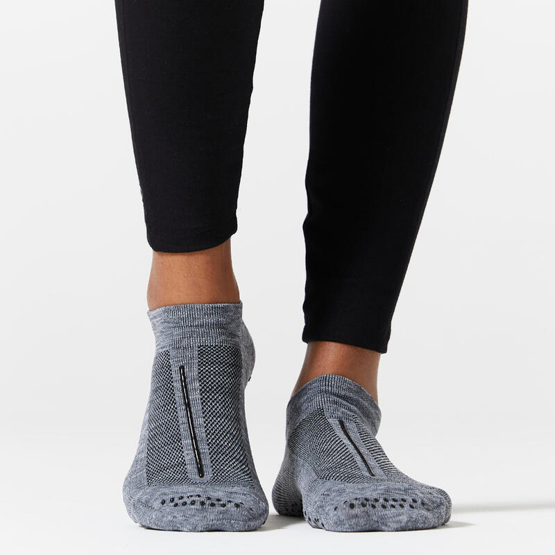 Antislip fitness sokken dames 500 grijs
