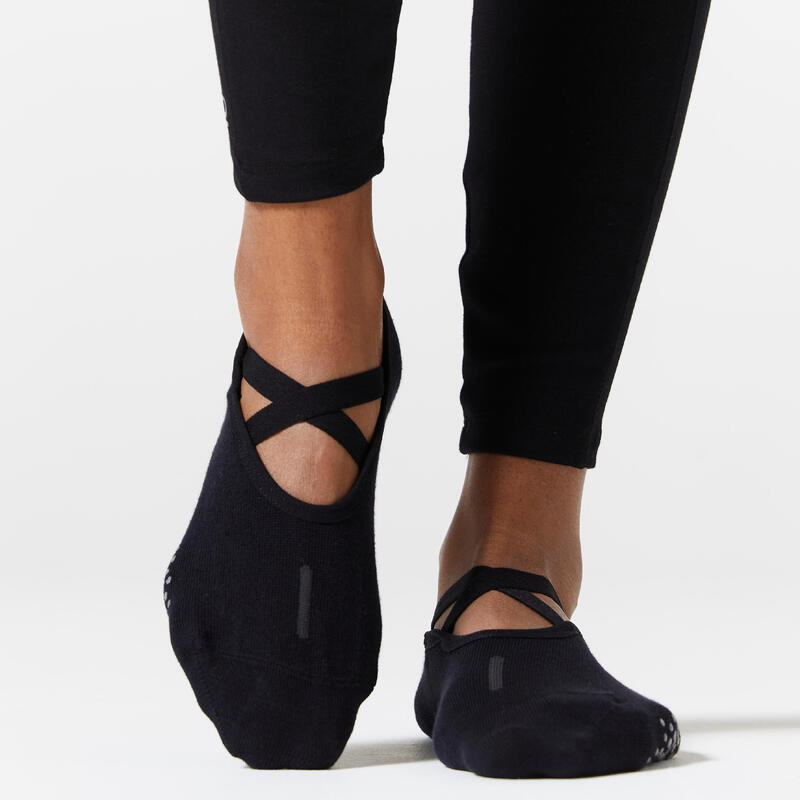 Dámské balerínové ponožky 500 protiskluzové bavlněné
