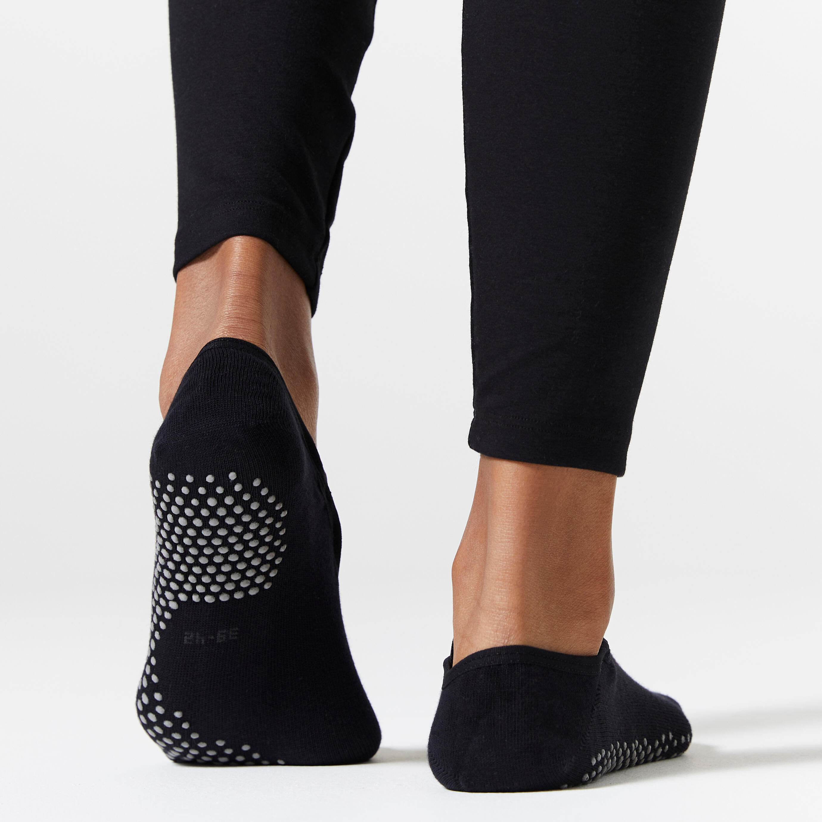 Women's Non-Slip Fitness Socks - 500 Black - Black - Domyos