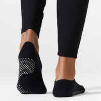 Women's Non-Slip Cotton Ballet Fitness Socks 500 - Black