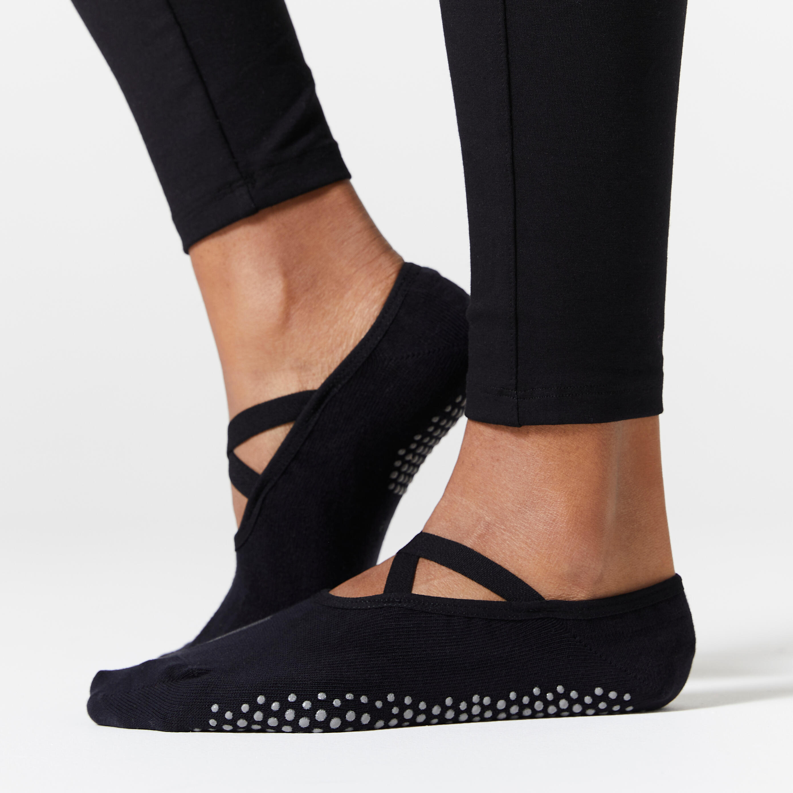 Women’s Non-Slip Fitness Socks - 500 Black - DOMYOS