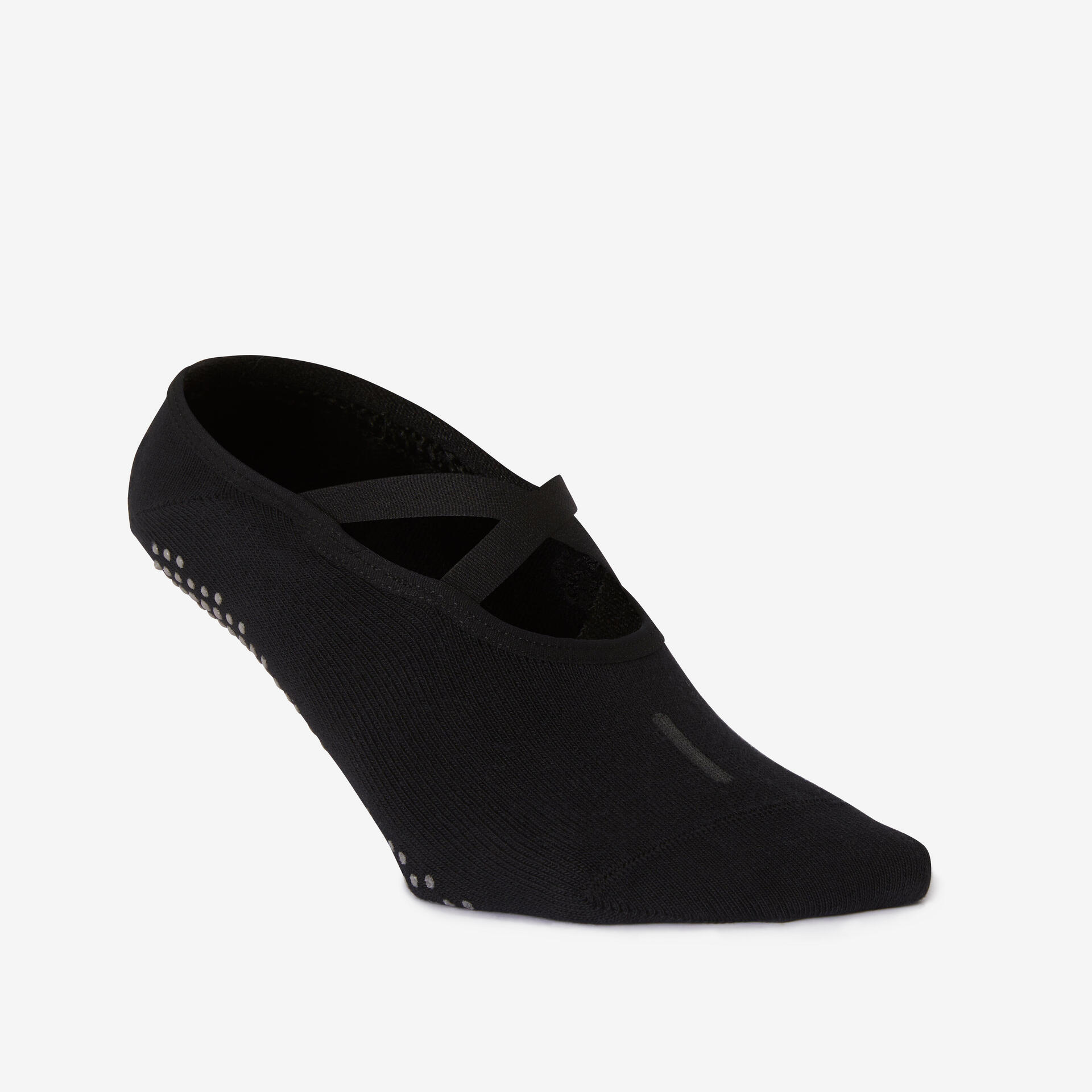 Women's Non-Slip Cotton Ballet Fitness Socks 500 Black