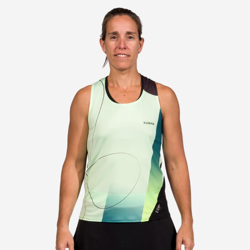 Camiseta de pádel sin mangas técnica Mujer- Kuikma Pro verde Lucía Sainz