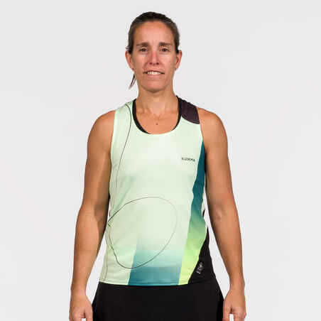 Ženska tehnična majica brez rokavov za padel tenis Kuikma Pro Lucia Sainz - zelena