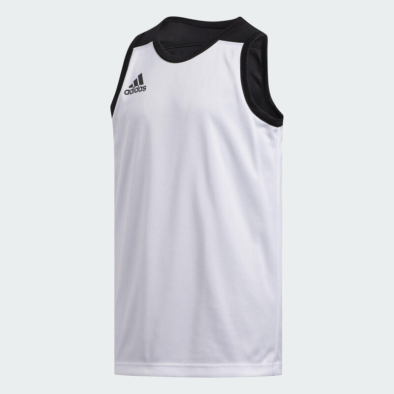 MAILLOT BASKETBALL SANS MANCHE 3G SPEED REVERSIBLE ADIDAS ENFANT NOIR/BLANC