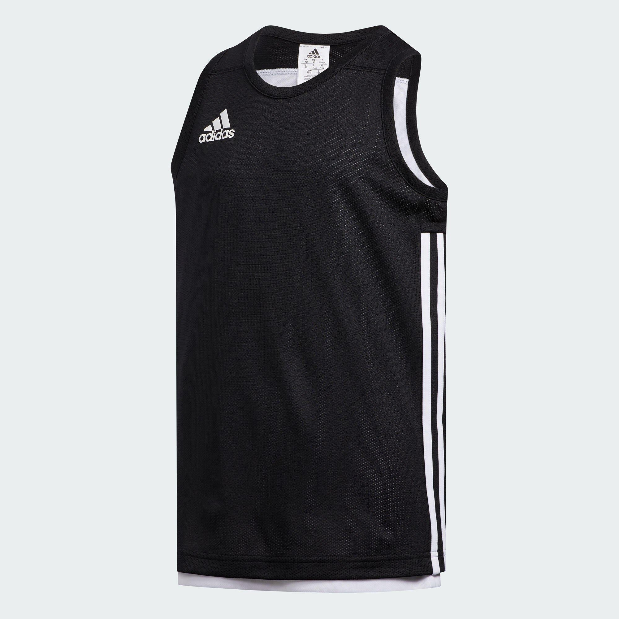 MAILLOT BASKETBALL SANS MANCHE 3G SPEED REVERSIBLE ADIDAS ENFANT NOIR/BLANC 1/6
