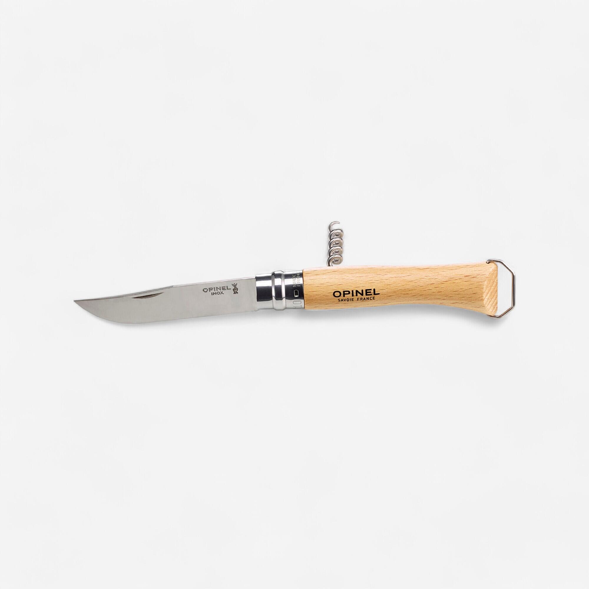 Couteau pliant inox 10 cm - Opinel n°10 tire-bouchon décapsuleur - OPINEL