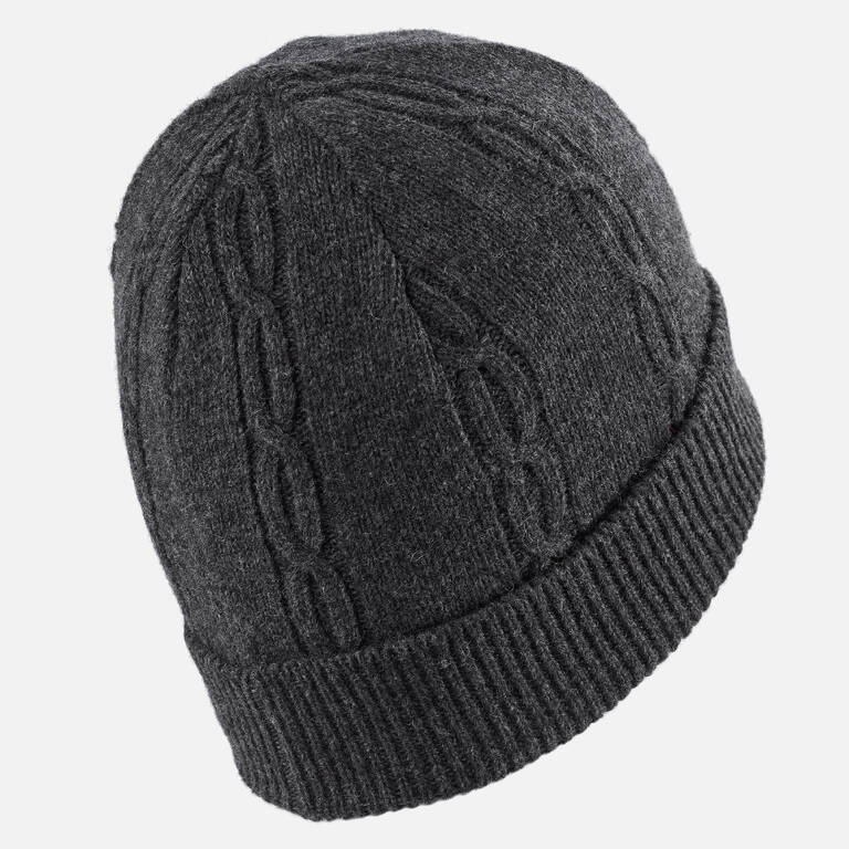 ADULT CABLE WOOL SKI HAT - GREY