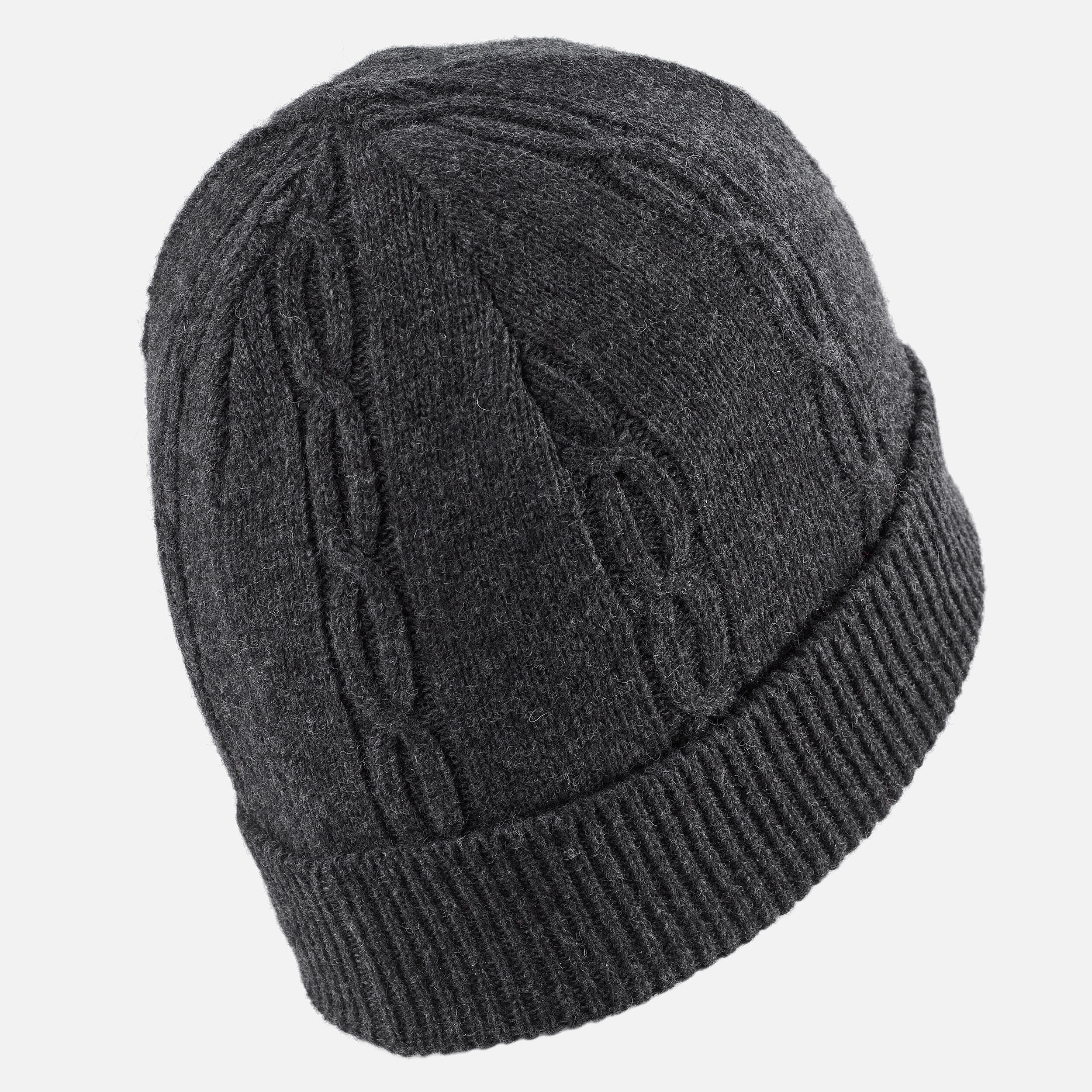 Bonnet de ski torsade laine adulte - gris 6/7