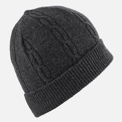 ADULT CABLE WOOL SKI HAT - GREY