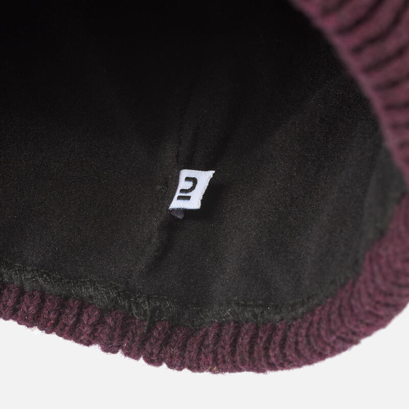 GORRO DE SKI LÃ COM TRANÇAS ADULTO BORDEAUX