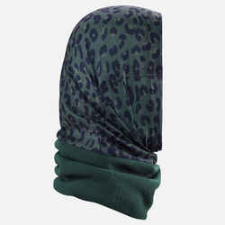 ADULT SKI NECK WARMER HUG - GREEN LEOPARD PRINT