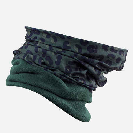 ADULT SKI NECK WARMER HUG - GREEN LEOPARD PRINT