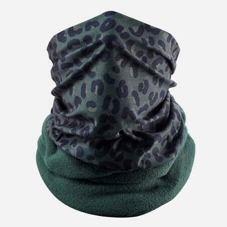 ADULT SKI NECK WARMER HUG - GREEN LEOPARD PRINT