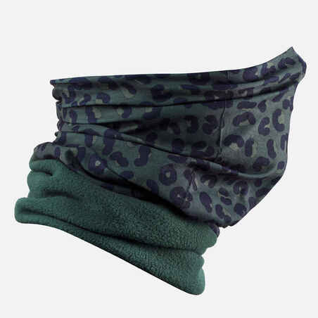 ADULT SKI NECK WARMER HUG - GREEN LEOPARD PRINT