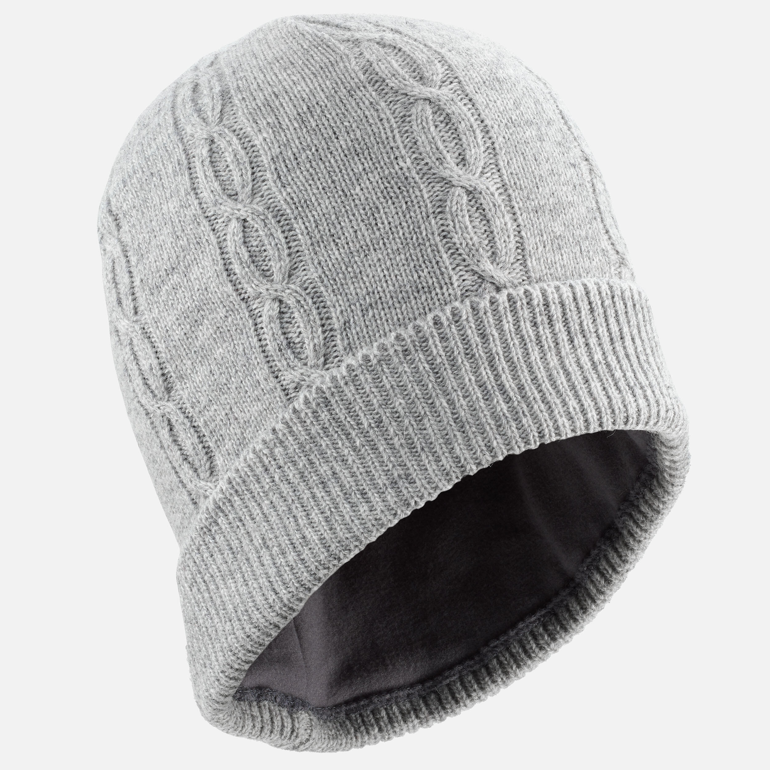 KIDS’ CABLE-KNIT SKI HAT GREY 10/15