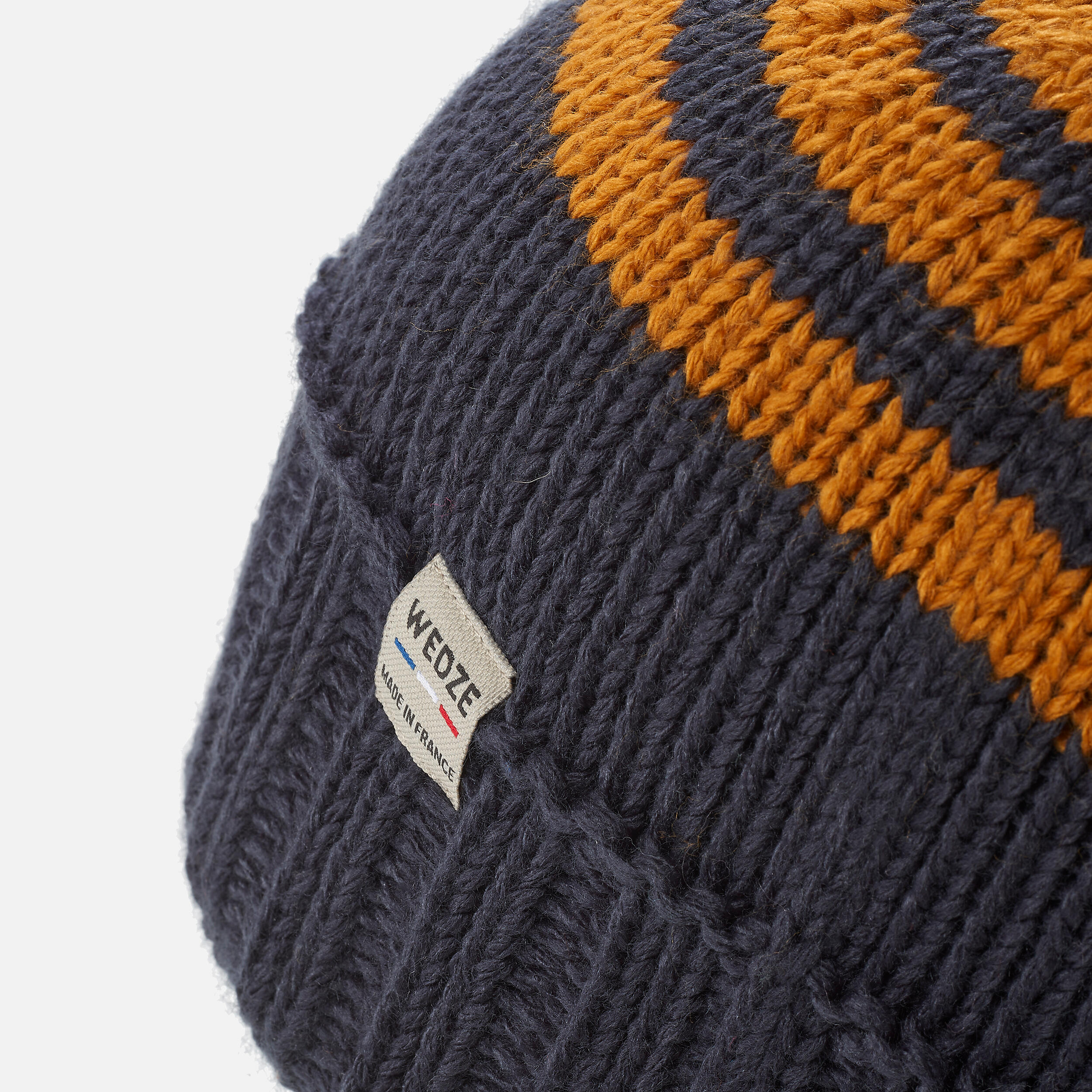 ADULT SKI HAT GRAND NORD MADE IN FRANCE - NAVY BLUE-OCHRE 5/8