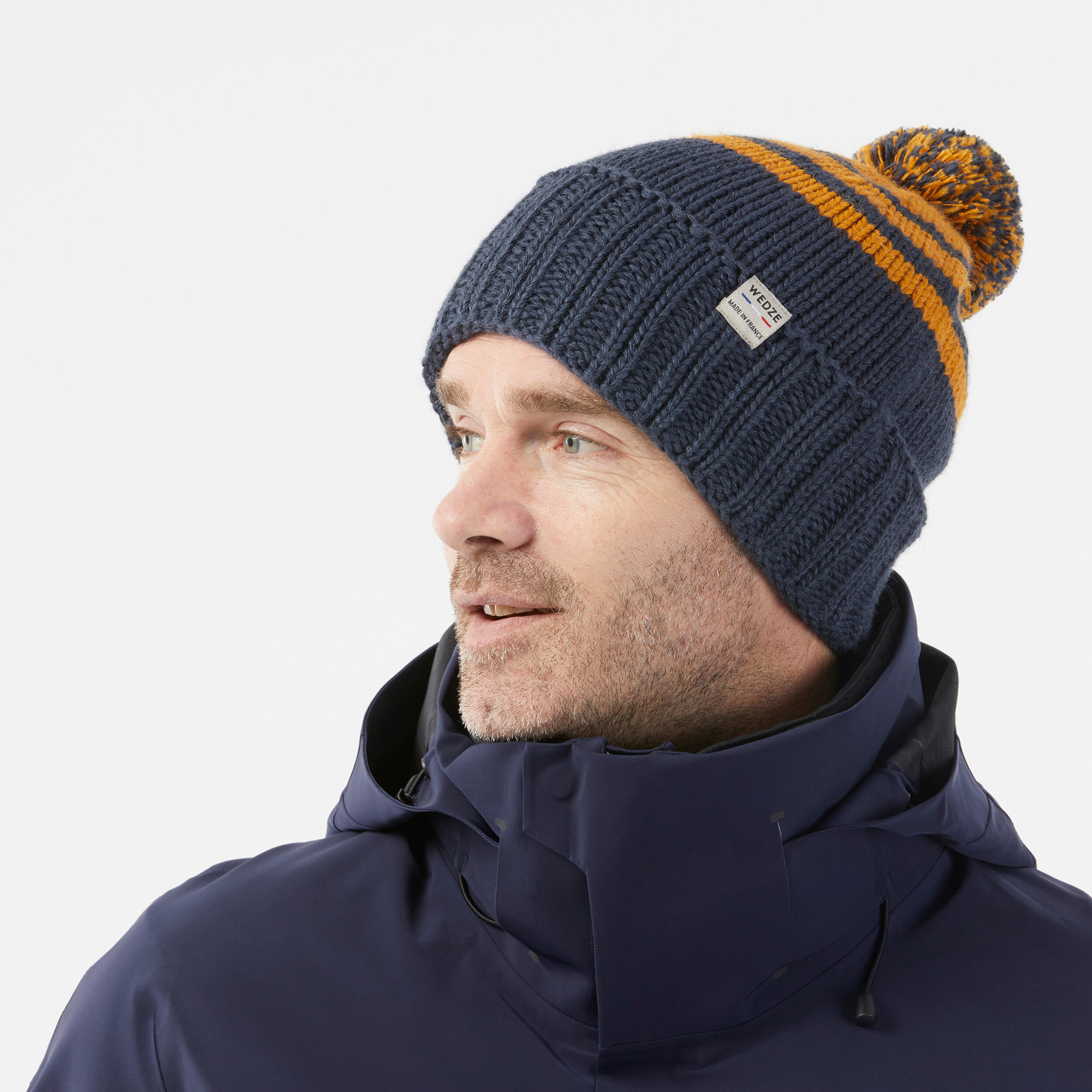 ADULT SKI HAT GRAND NORD MADE IN FRANCE - NAVY BLUE-OCHRE 2/8