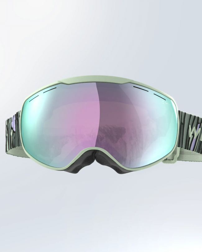 KIDS’ AND ADULT SKIING AND SNOWBOARDING GOGGLES GOOD WEATHER - G 900 S3 - ZEBRA / GREEN