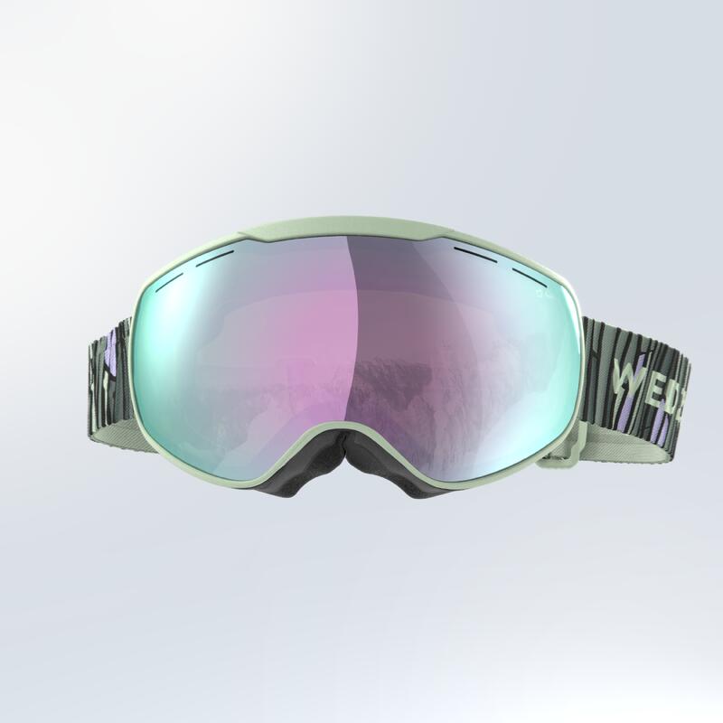 Ski- en snowboardbril voor volwassenen en kinderen G 900 S3 zonnig weer zebra groen