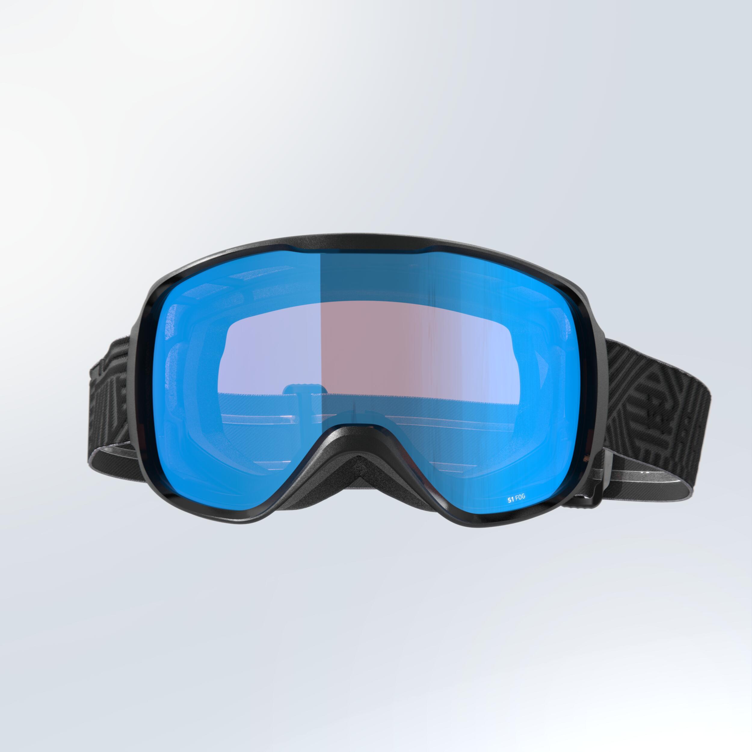 KIDS’ AND ADULT SKIING AND SNOWBOARDING GOGGLES BAD WEATHER - G 500 S1 - BLACK 2/4