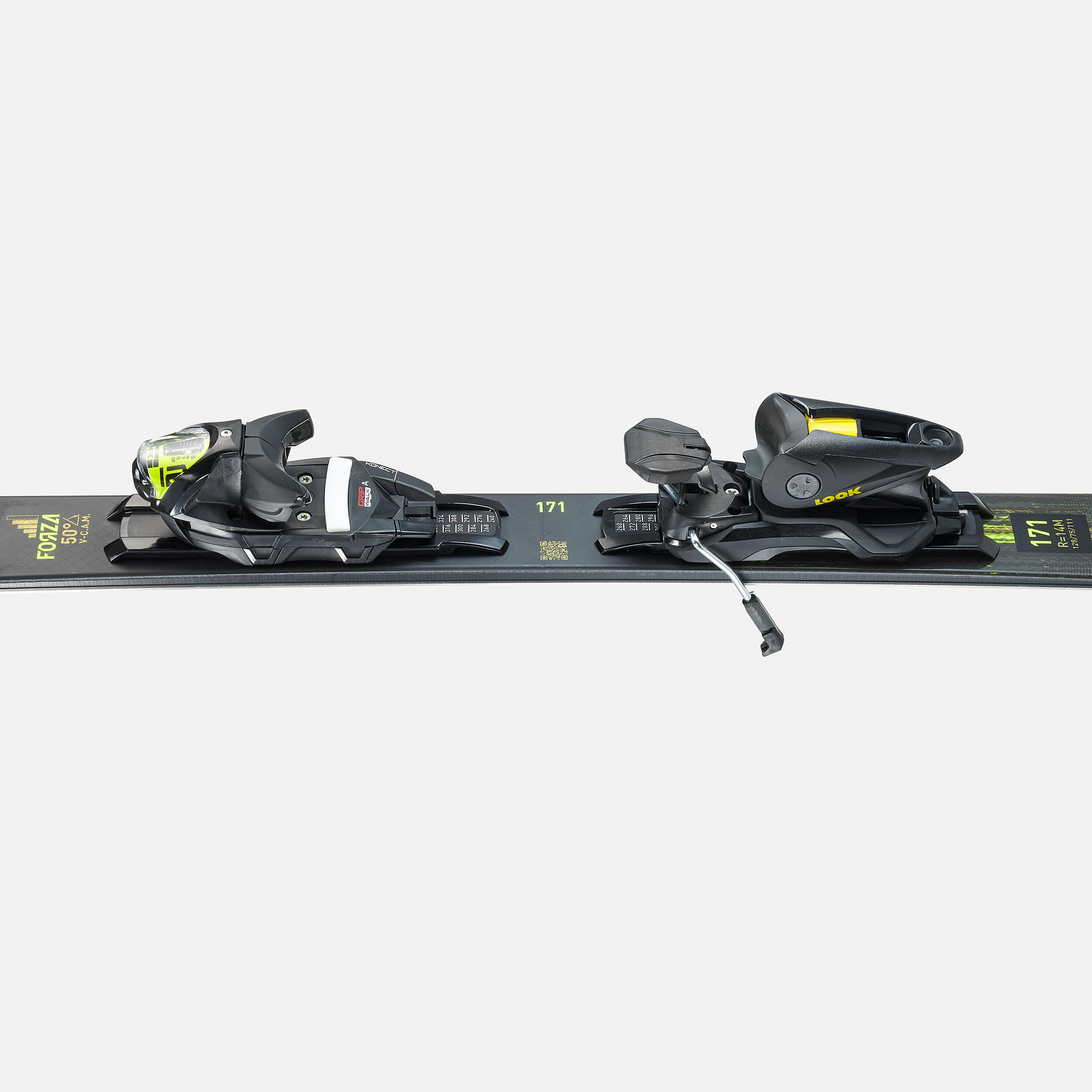 MEN'S ALPINE SKI WITH BINDINGS - ROSSIGNOL FORZA 128 50° - BLACK YELLOW