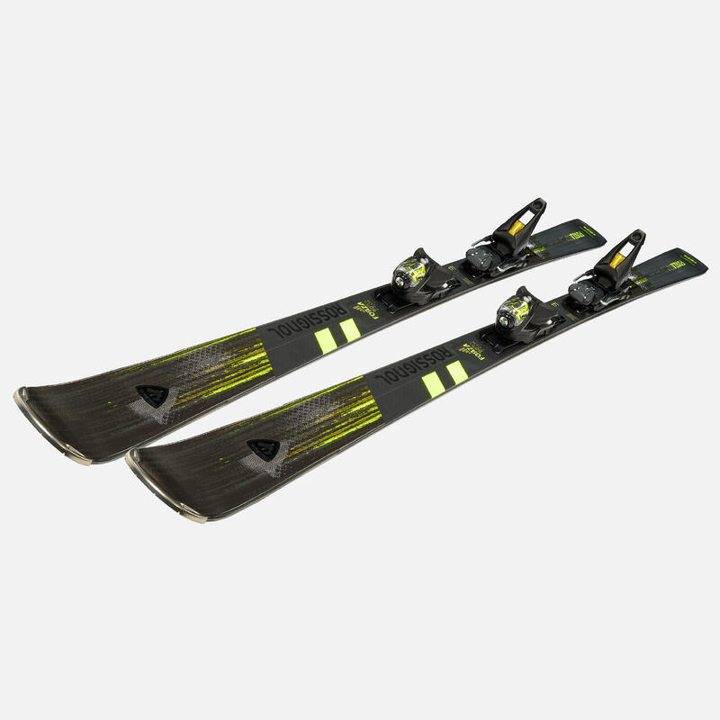 SKI ALPIN HOMME AVEC FIXATIONS - ROSSIGNOL FORZA 128 50° - NOIR JAUNE