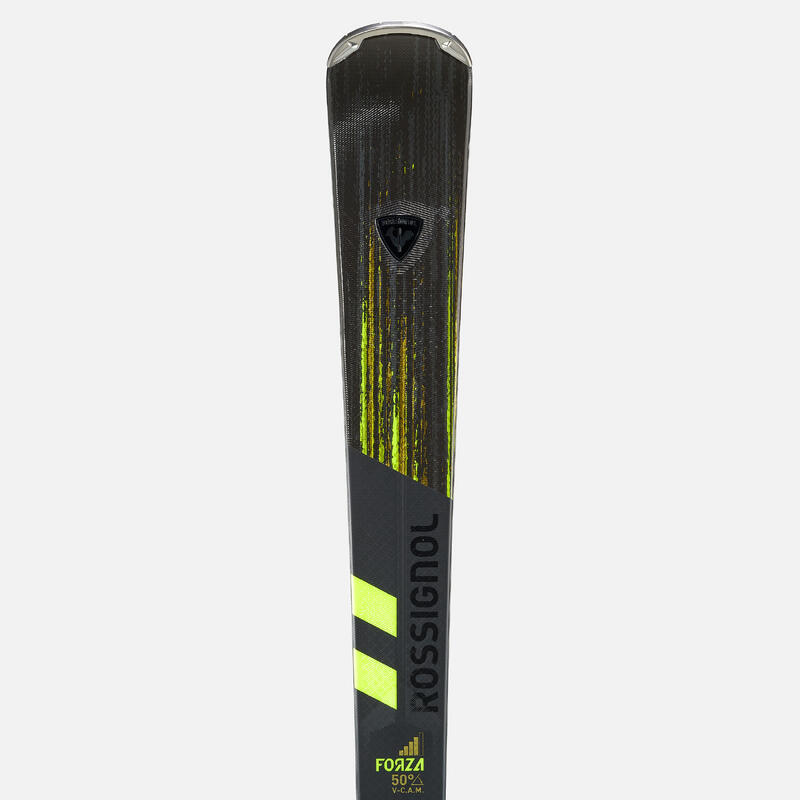 SKI ALPIN HOMME AVEC FIXATIONS - ROSSIGNOL FORZA 128 50° - NOIR JAUNE