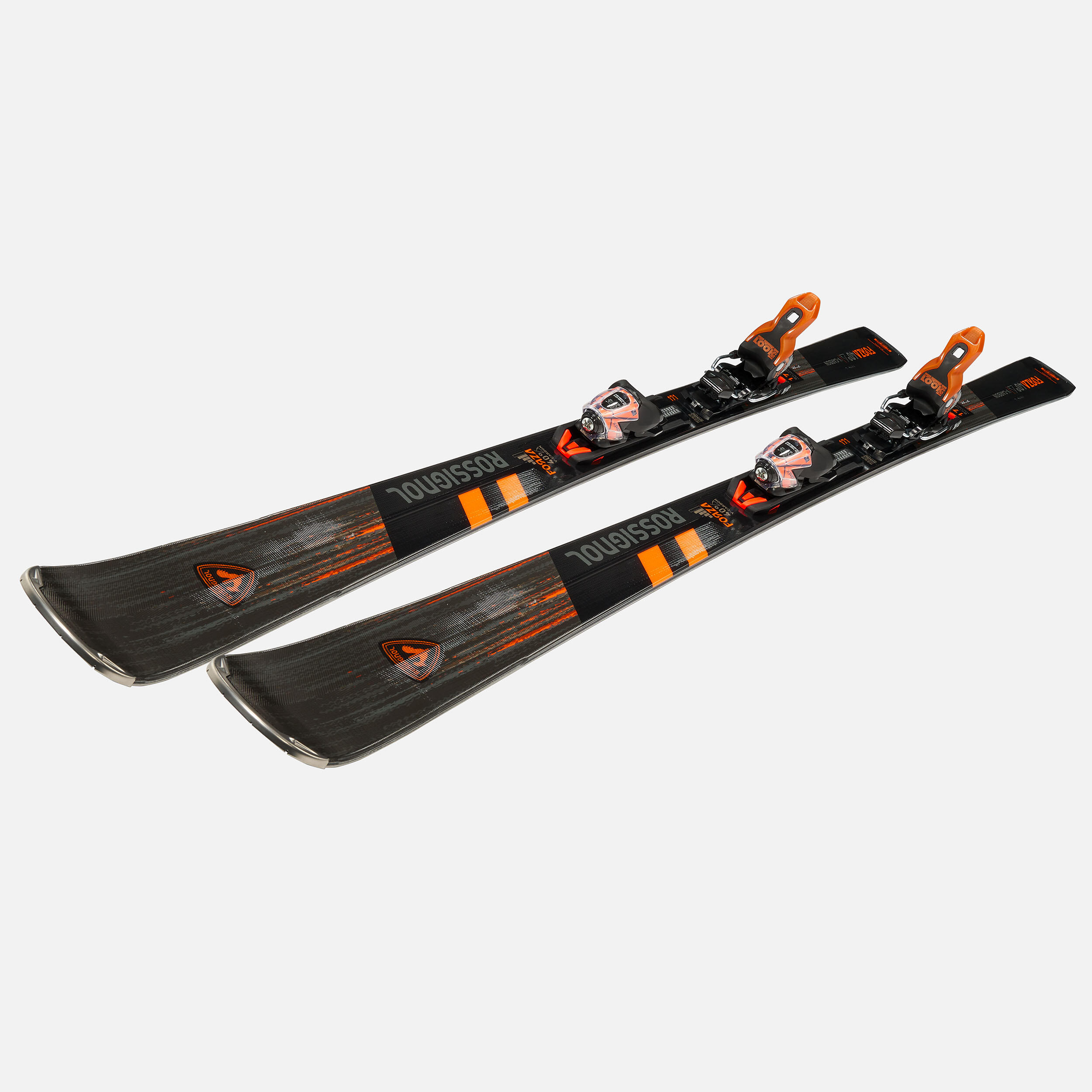 MEN'S DOWNHILL SKI WITH BINDINGS -ROSSIGNOL FORZA 128 40° - BLACK ORANGE 10/10