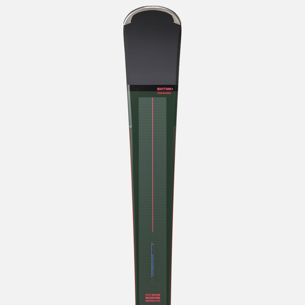 Kaki-roze muške skije s vezovima DOWNHILL BOOST 580