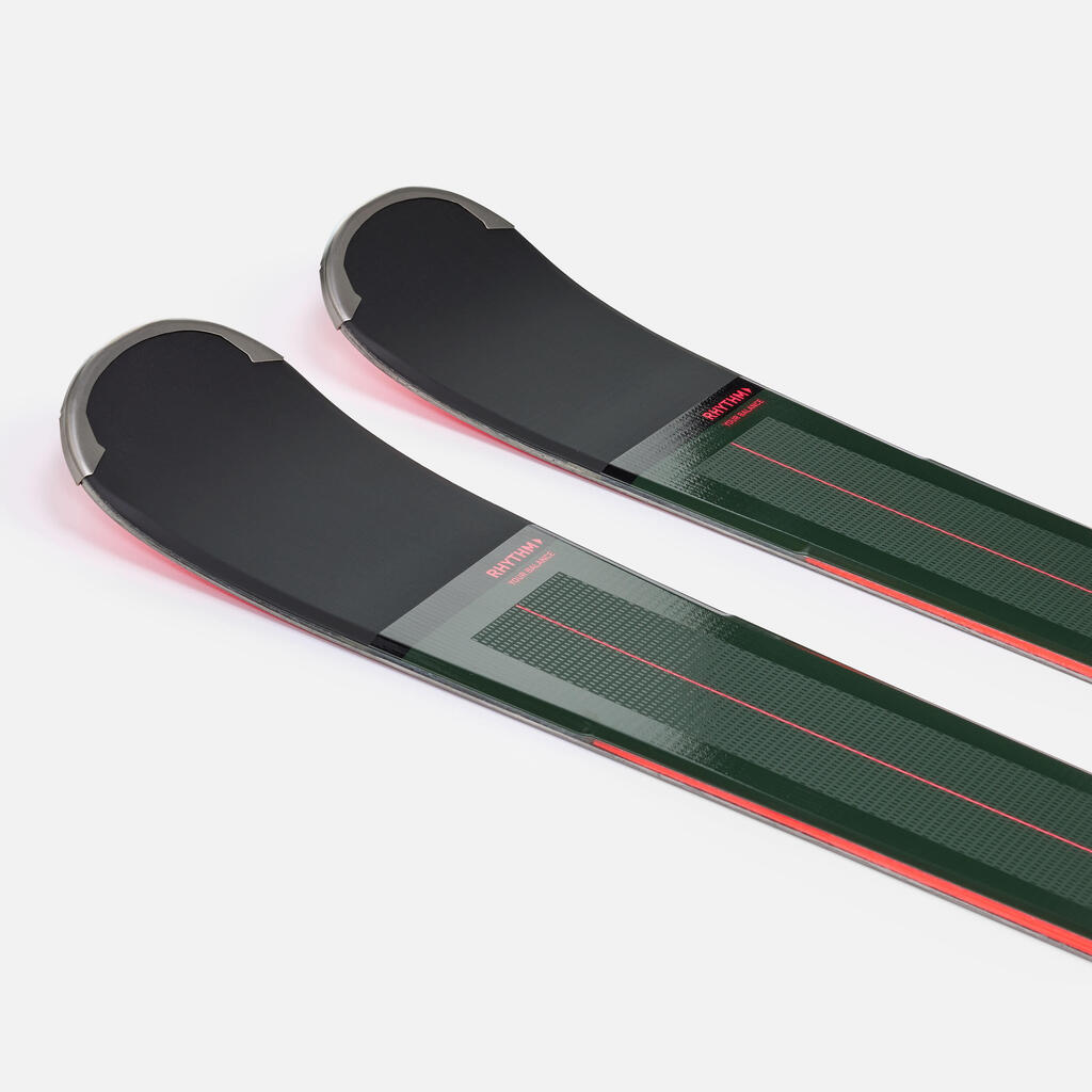Kaki-roze muške skije s vezovima DOWNHILL BOOST 580