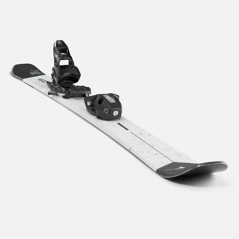 MEN'S DOWNHILL SKI WITH BINDINGS CROSS 150+ BLACK WHITE Decathlon