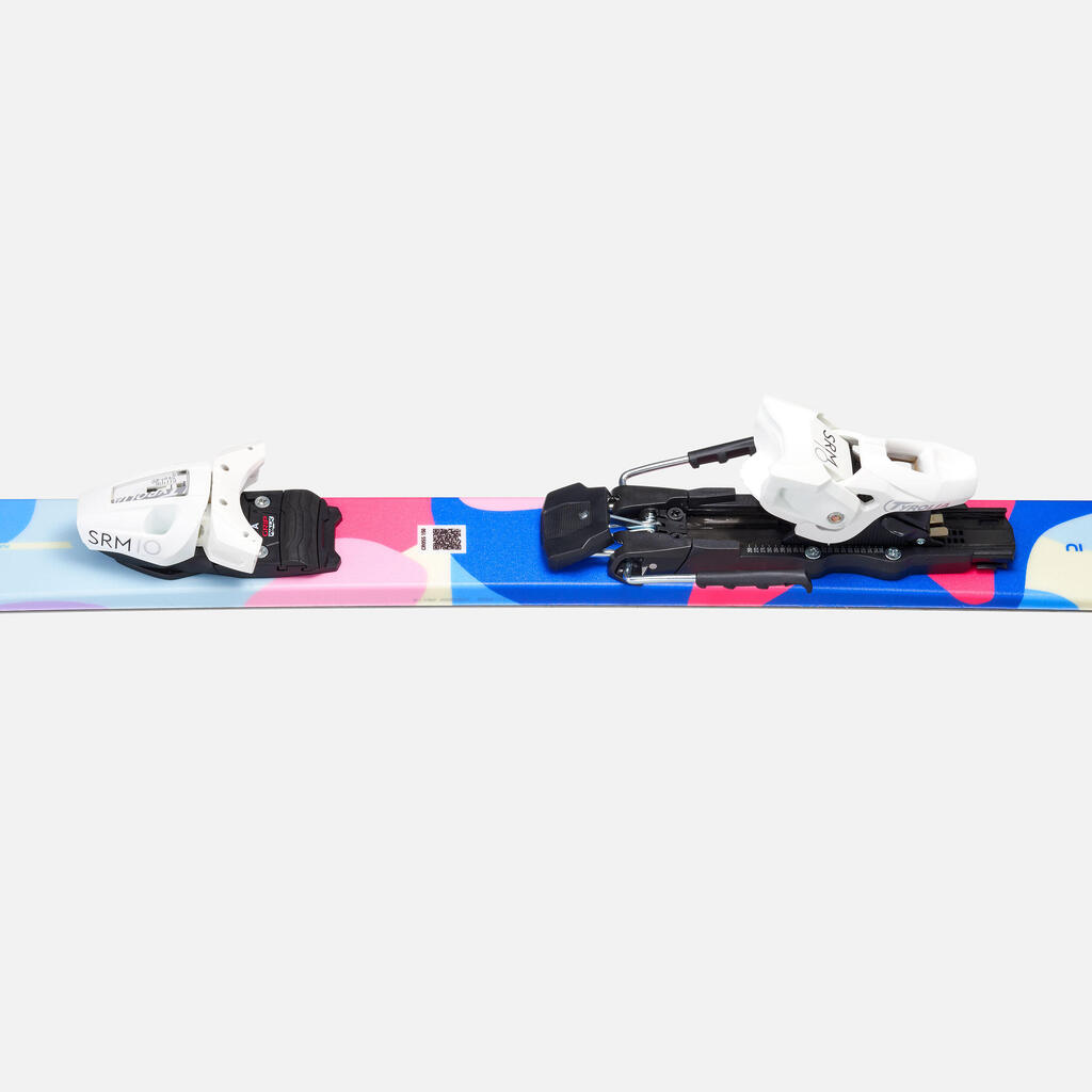 WOMEN’S ALPINE SKIS WITH BINDING  BLACK - CROSS 150+  WHITE AND PURPLE