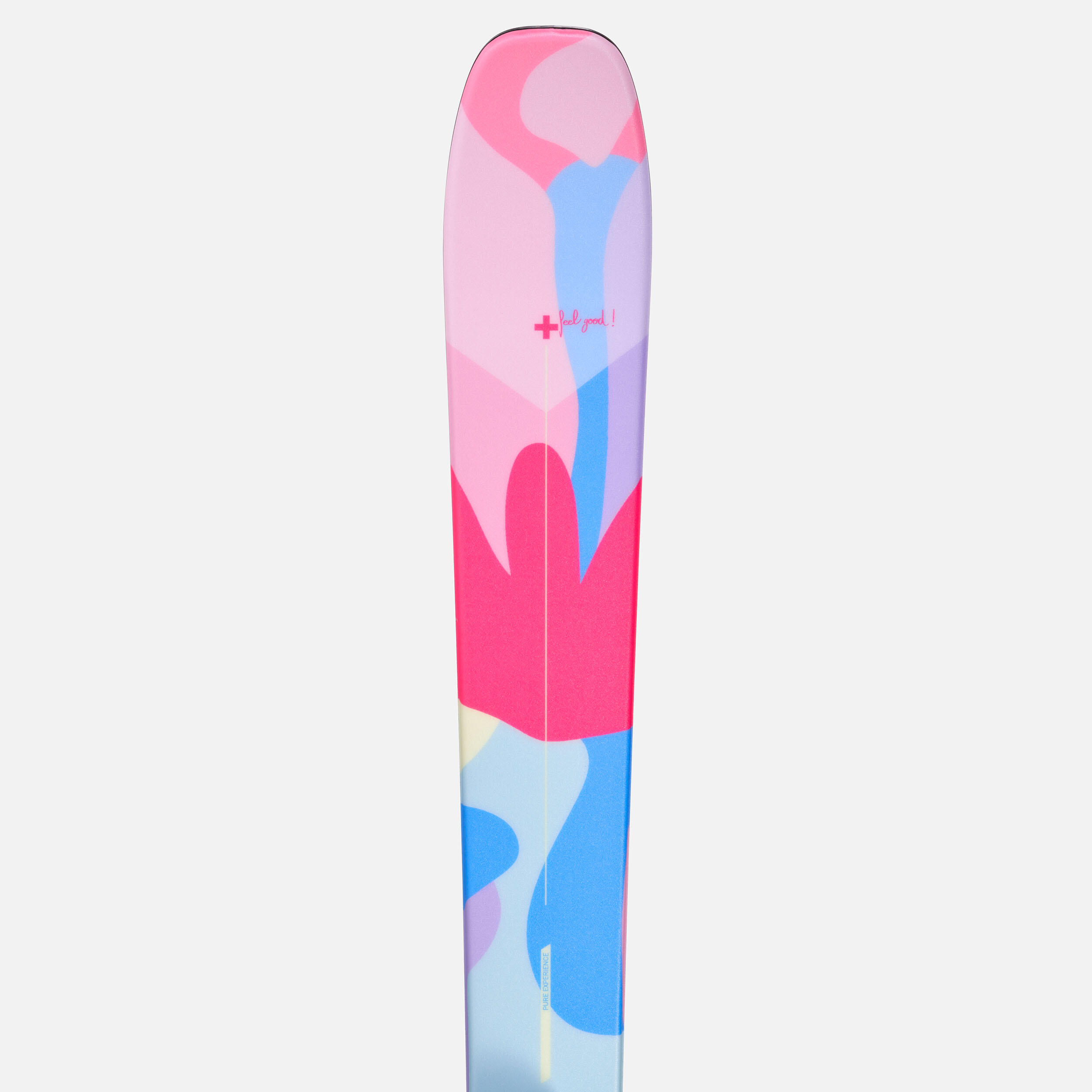 Women’s Downhill Skis & Bindings Cross 150+ Floral myosotis blue, fluo neon pink, fluo pale