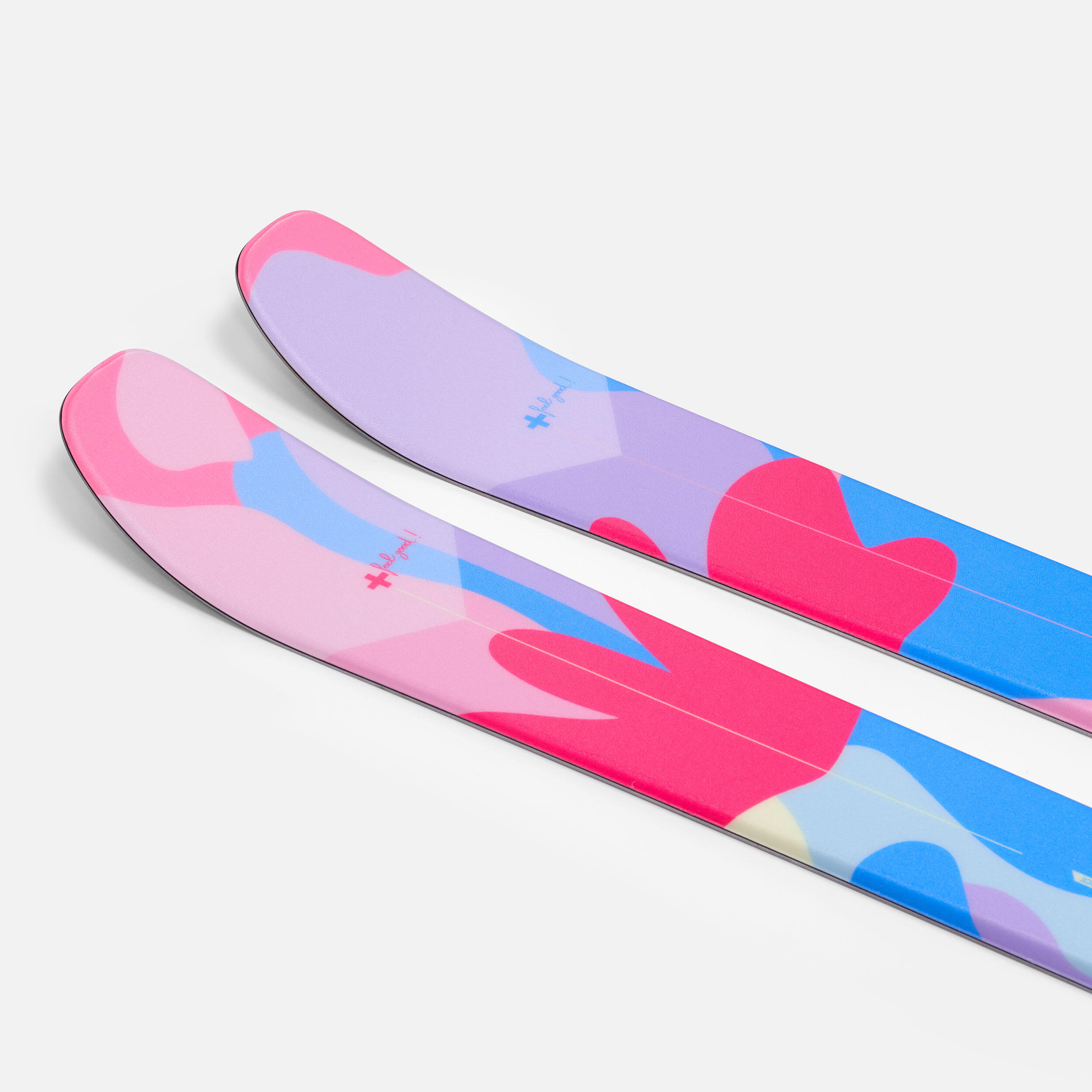 Women’s Downhill Skis & Bindings Cross 150+ Floral myosotis blue, fluo neon pink, fluo pale