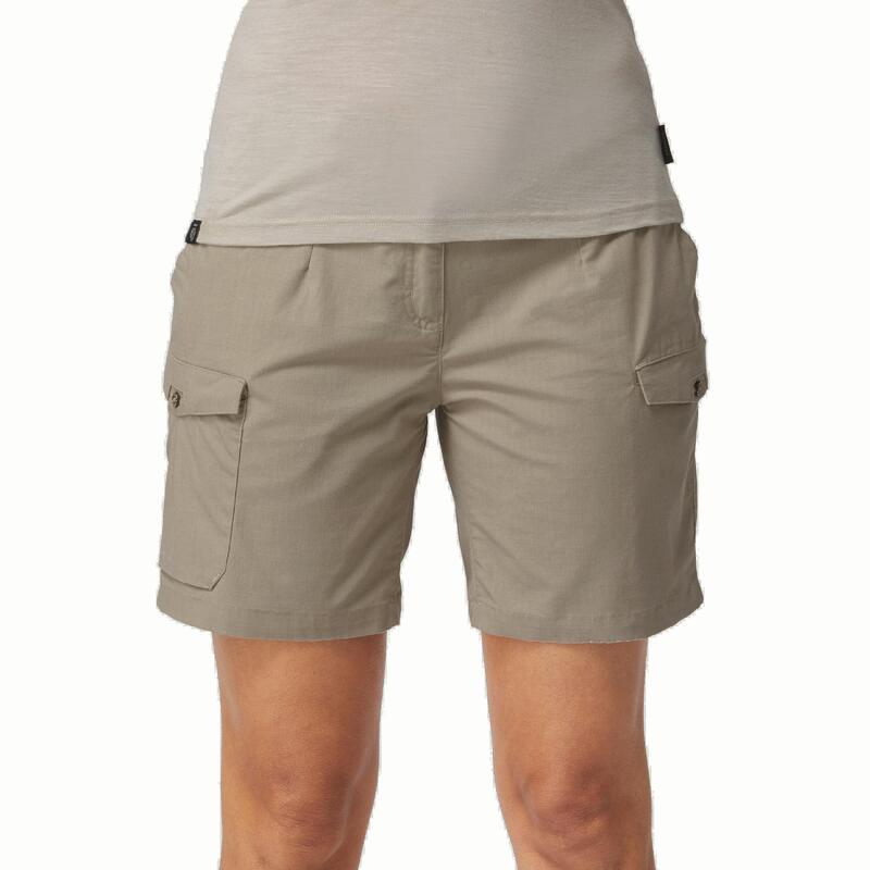 Trekking and travel cotton cargo shorts - TRAVEL100 - khaki - Women's