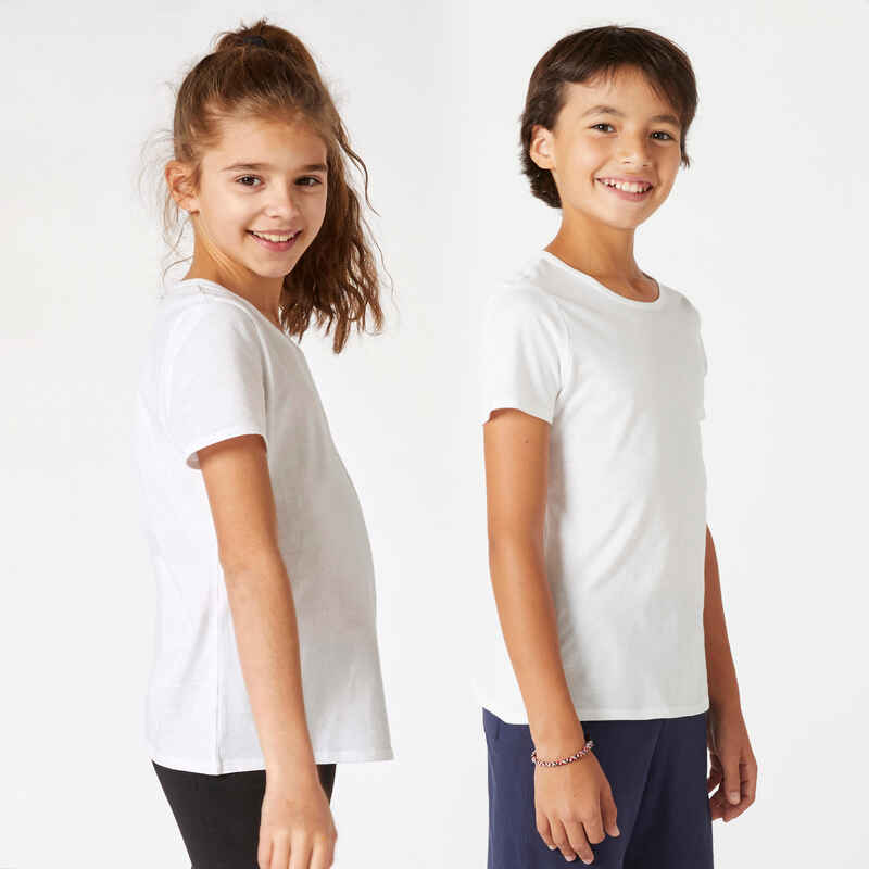 Camiseta de colegio manga corta para Niños Domyos 100 blanco