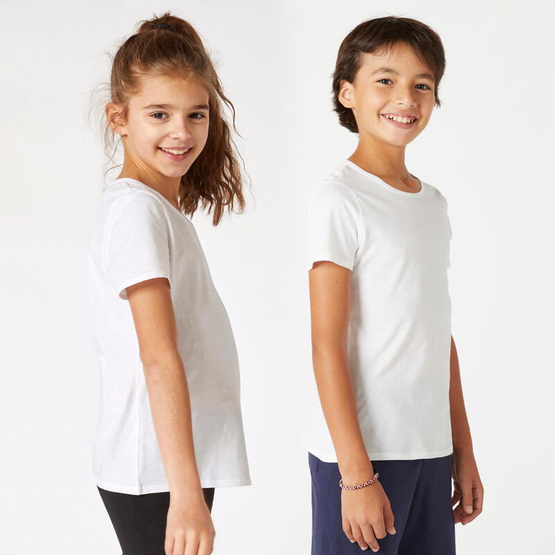 Boys' Short-Sleeved Gym T-Shirt 100 - White