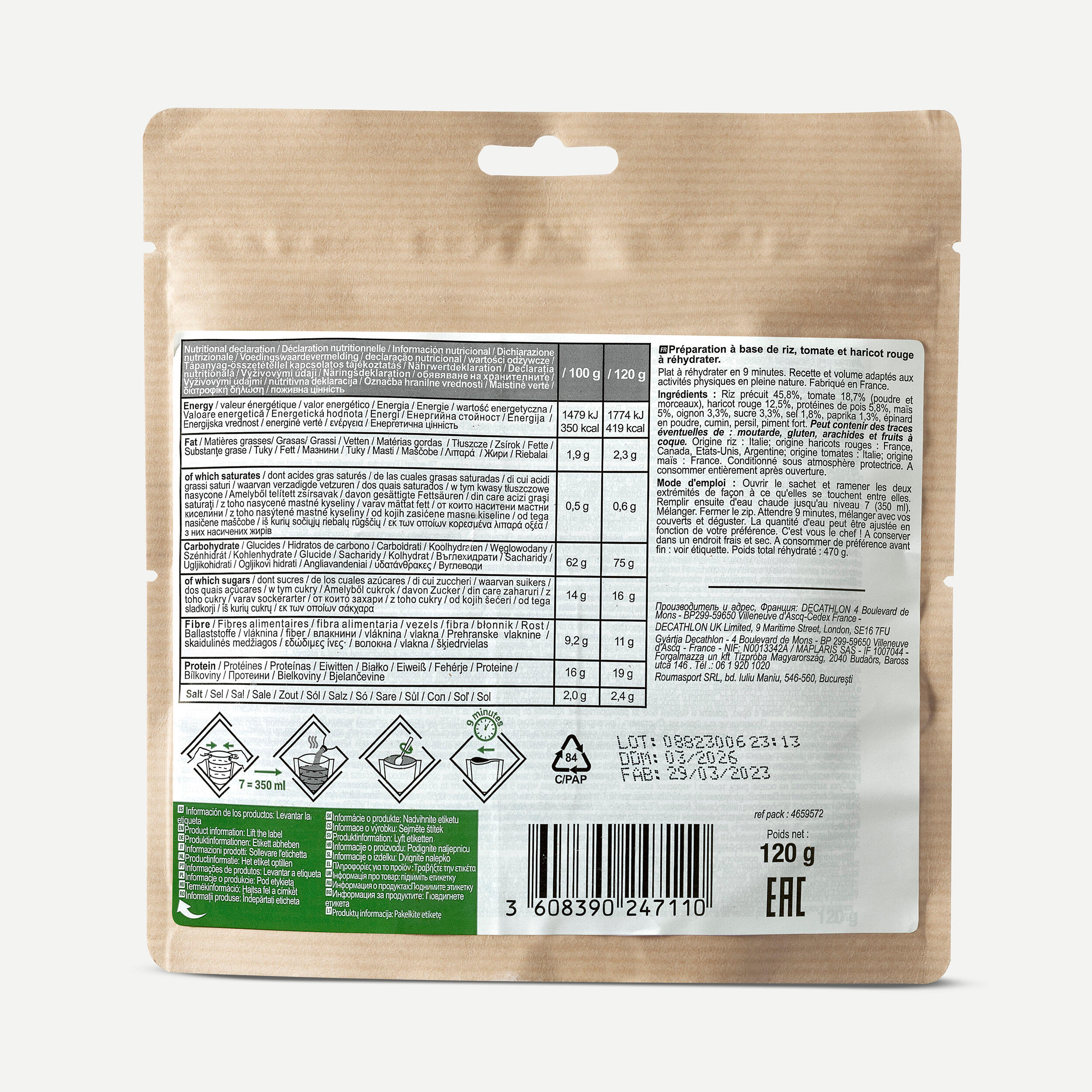 FORCLAZ Lyofilizovaný pokrm vegetariánske chilli 120 g bez · záber 4