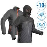 Trekking 3in1 Padded Jacket Rainwarm 500 Black