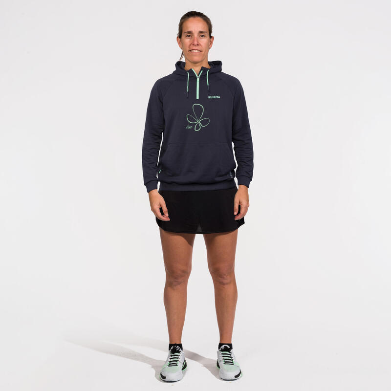 Felpa con cappuccio padel donna PRO Lucia Sainz nero-verde