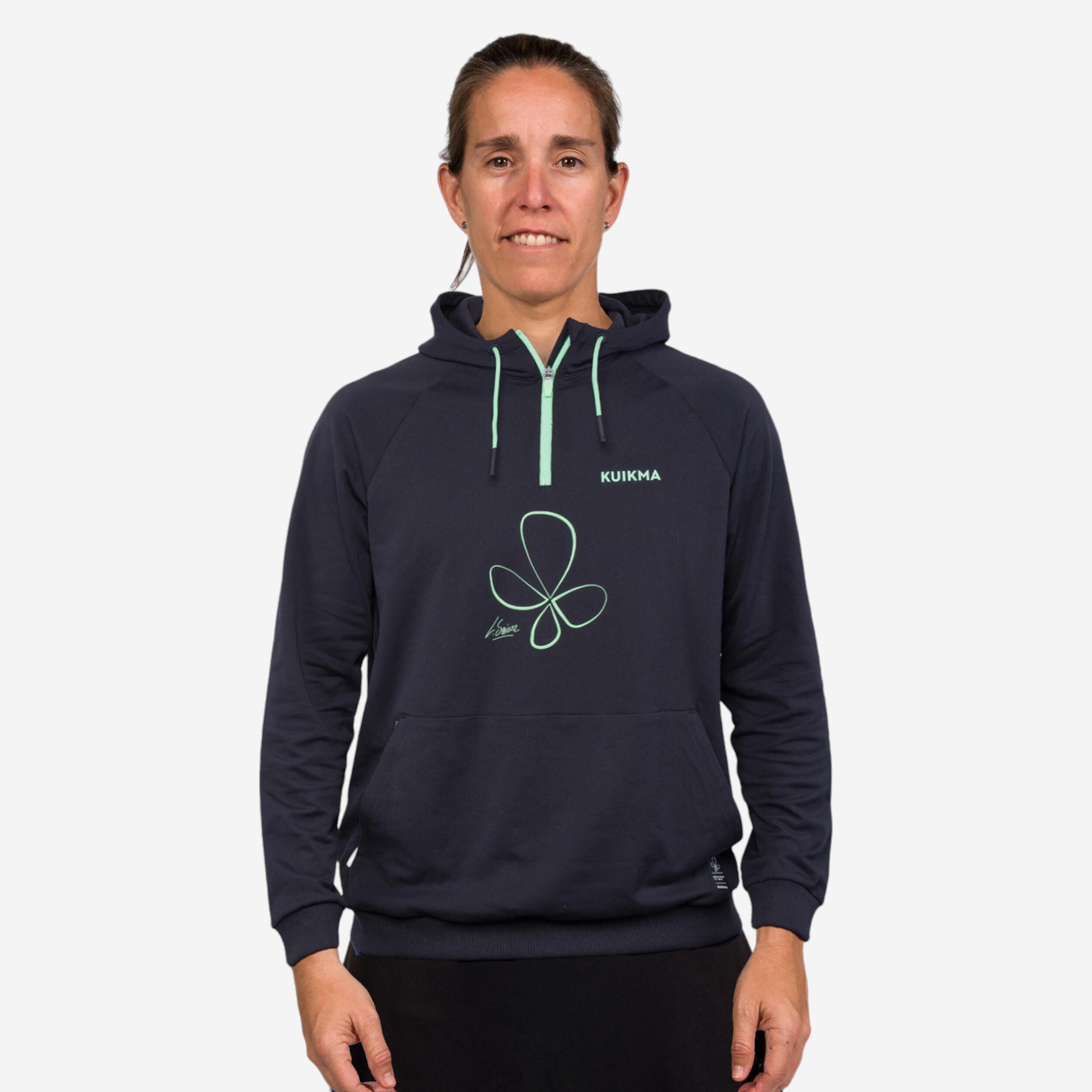 Women's technical padel sweatshirt with hood - Kuikma Pro Lucia Sainz black green