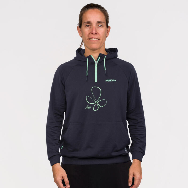 Sweat de padel technique avec capuche Femme - Kuikma Pro Lucia Sainz noir vert