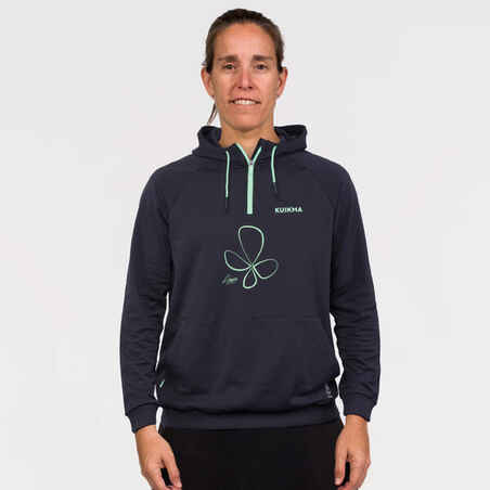 Women's Padel Technical Hooded Sweatshirt Kuikma Pro Lucia Sainz - Black/Green