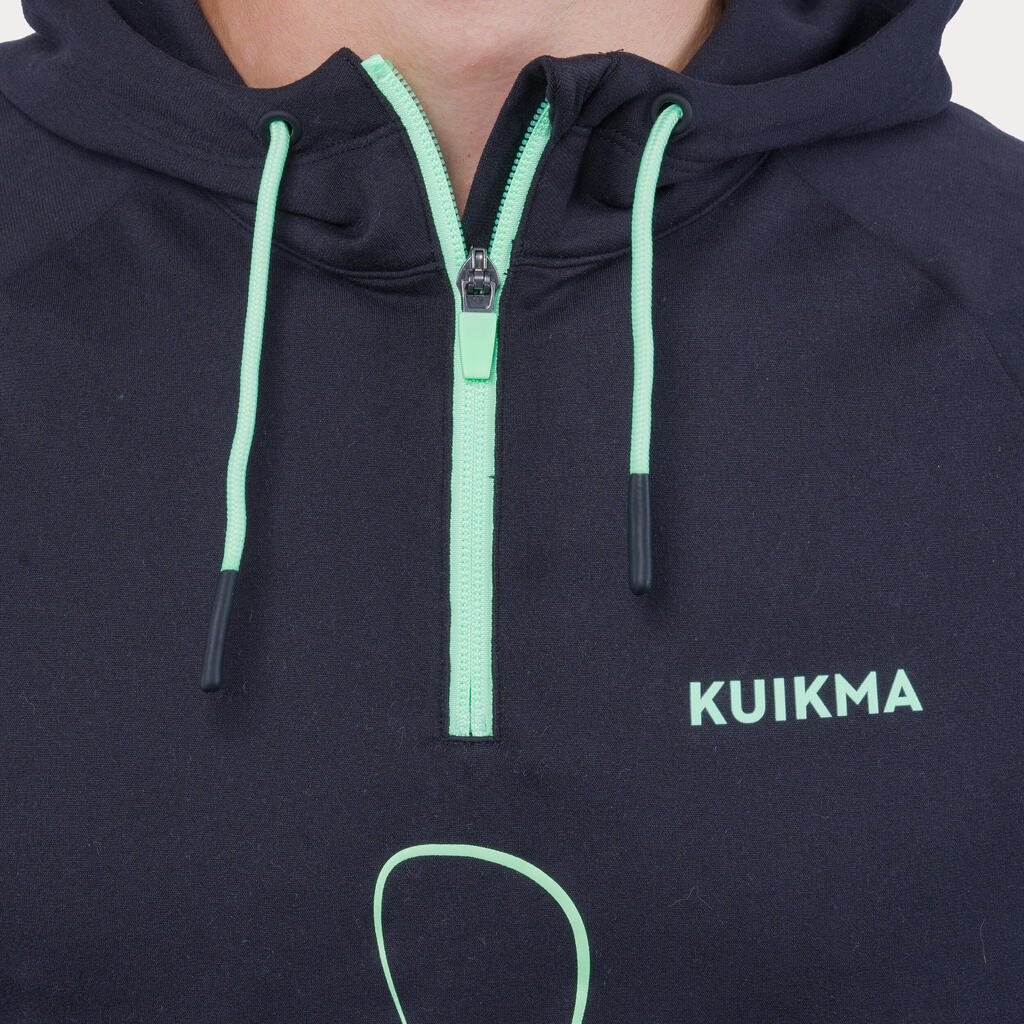 Women's Padel Technical Hooded Sweatshirt Kuikma Pro Lucia Sainz - Black/Green