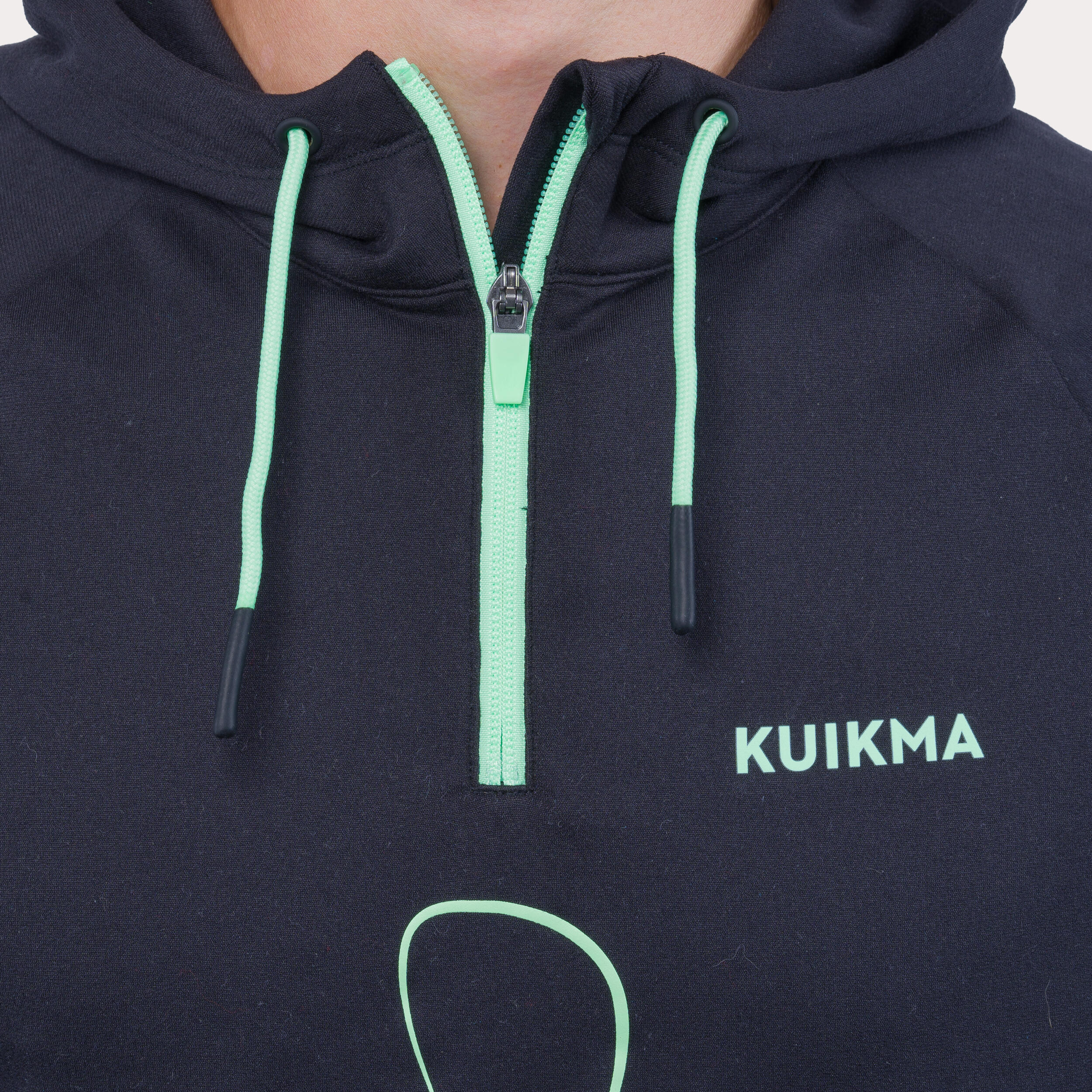 Women's Padel Technical Hooded Sweatshirt Kuikma Pro Lucia Sainz - Black/Green 3/7