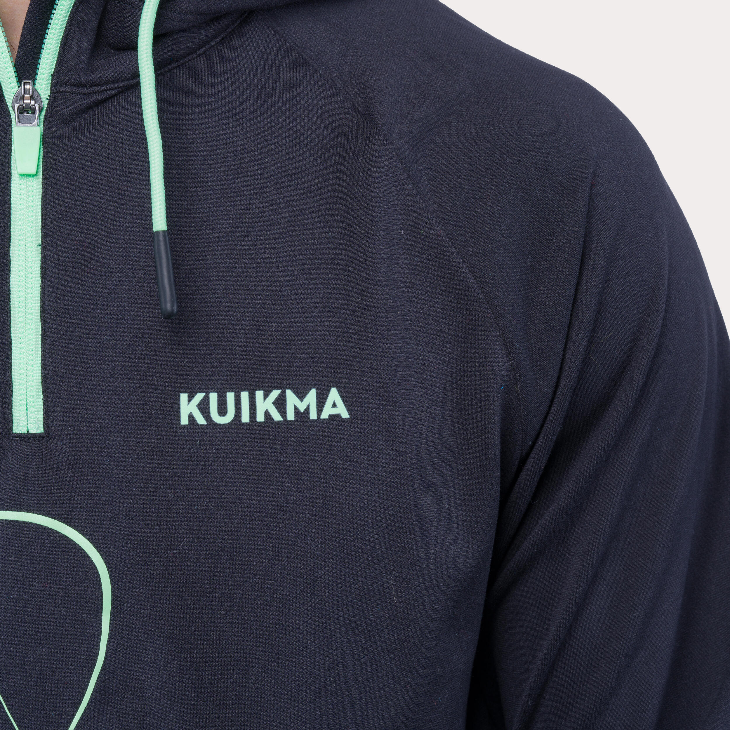 Women's Padel Technical Hooded Sweatshirt Kuikma Pro Lucia Sainz - Black/Green 5/7