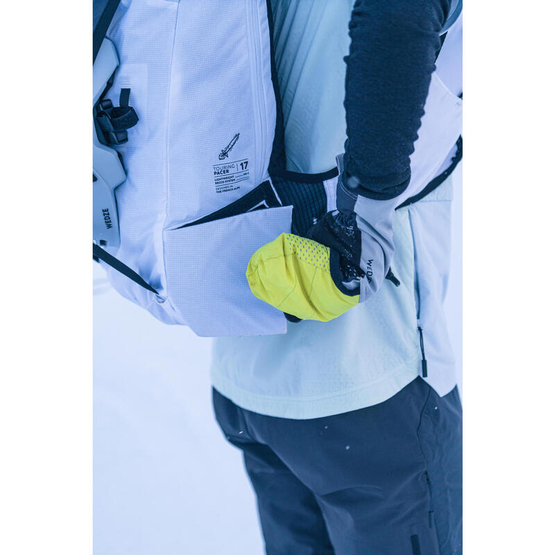 Mochila de Ski de Caminhada 17L - PACER branco e preto