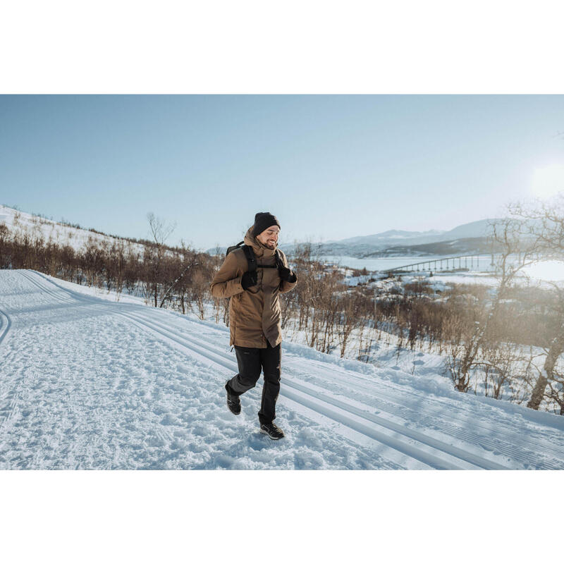 Geacă Parka Iarnă Impermeabilă Drumeție pe zăpadă SH500 -10°C Maro Bărbați 
